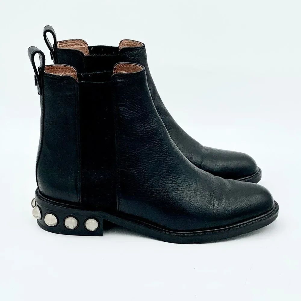 Louise et Cie Lemmy Stud Heel Chelsea Boots Black Leather Size 7.5